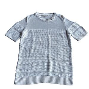 COS Cream Knit With Mesh Contrast Top US L